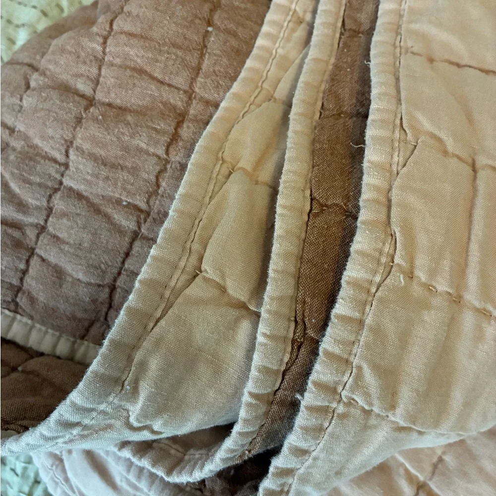 West Elm Terra Cotta Quilted Comforter with Soft Beige Reversible Side
